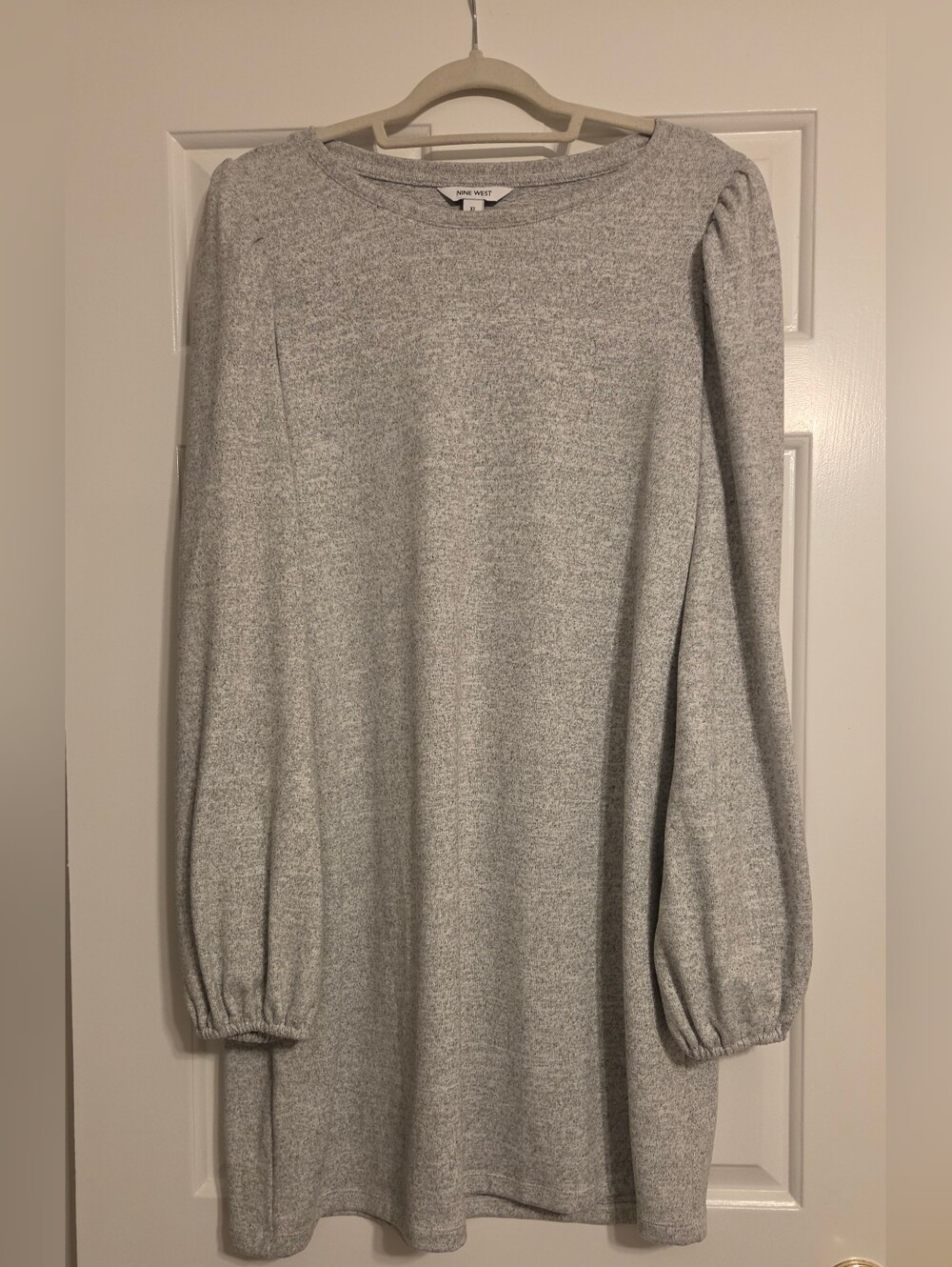Nine West Heather Gray Puff Sleeve Sweatshirt Dress - XL